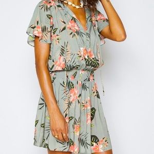 NWT SADIE & SAGE Tropical Short Sleeve Dress Sz L